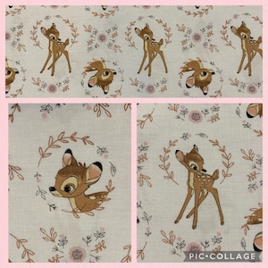 Disney Sweet Bambi, Dumbo or Winnie the Pooh  -  Quilting and crafting fabric by the yard is 100% Cotton Woven and is soft to touch.