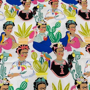 Alexander Henry - Frida con Las Plumas (Natural) - 100% cotton fabric by the yard