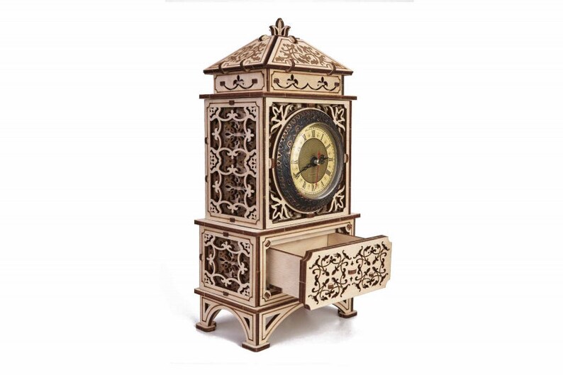 Wooden Clock 3d Mechanical Puzzle Wooden Desktop Clock Etsy