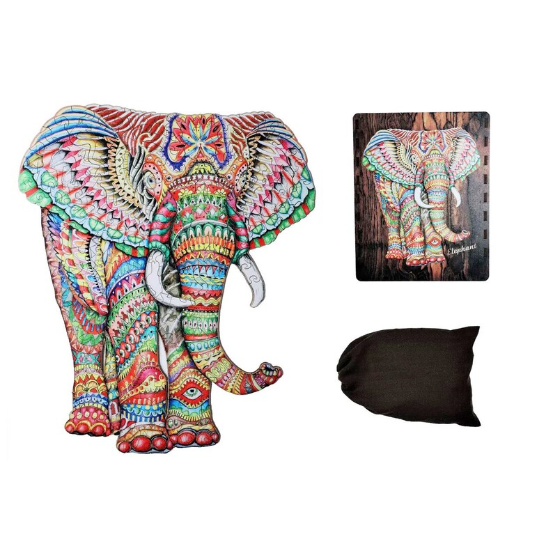 Large Elephant Puzzle Wooden Jigsaw Puzzle Best Gift for Etsy