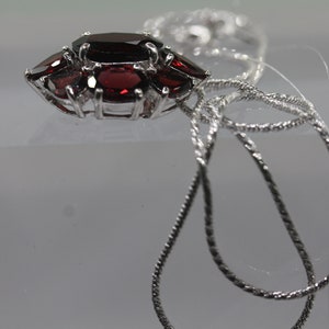 Silver pendant with Bohemian garnet stones and beautiful fine silver chain