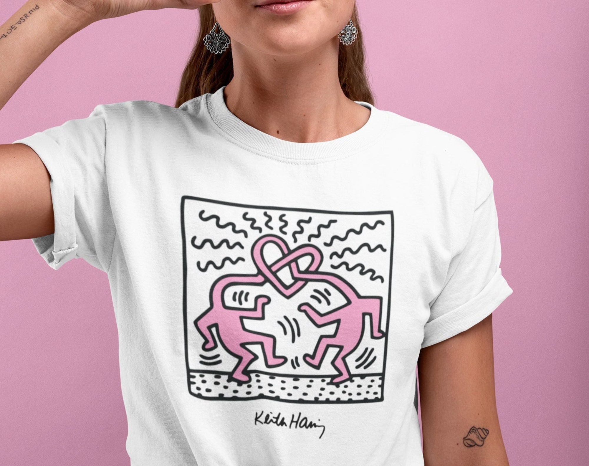 Keith Haring Shirt, Pop art t-shirt, men heart tshirt