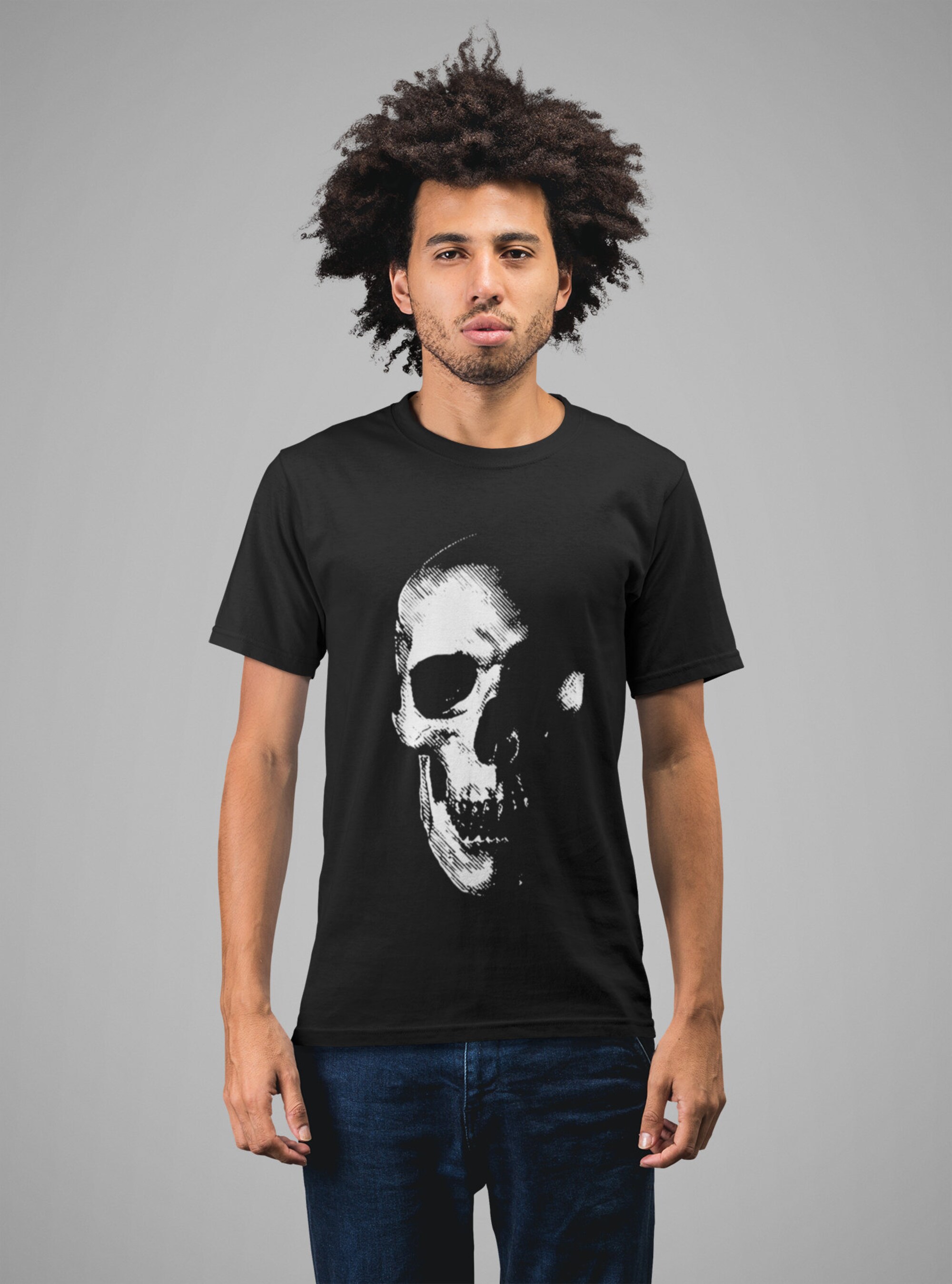 Cool Skull shirts, Memento mori, Unisex Cool Human Black White Skull t-shirt