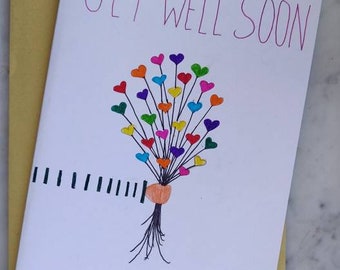 Get Well Soon Hartballonnen Kaart
