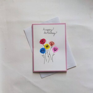 Eenvoudige geschilderde bloemen verjaardagskaart