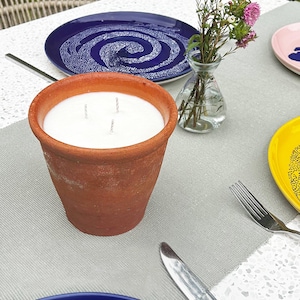 Candela di soia alla citronella per esterni – Repellente per zanzare con legno di cedro – Vaso in terracotta riciclata e atossica