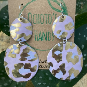 Animal print earrings, Silver earrings, Metal earrings