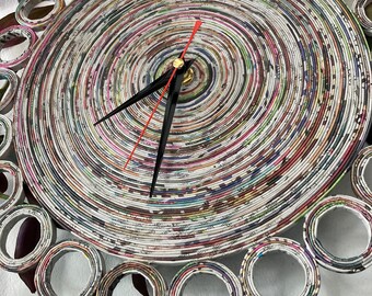 Paper Wall Clock, Unique Wall Decor, Unusual Wall Clocks, Silent Clock, Rustic Decoration, Housewarming Gift