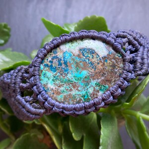 Macrame bracelet, Azurite stone bracelet, Boho present