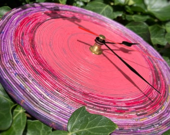 Wall Clock, Paper Clock, Colorful Clock, Pink Clock, First Anniversary Gift, Paper Gift