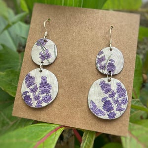 Floral earrings, Vintage earrings, Metal earrings, Silver earrings