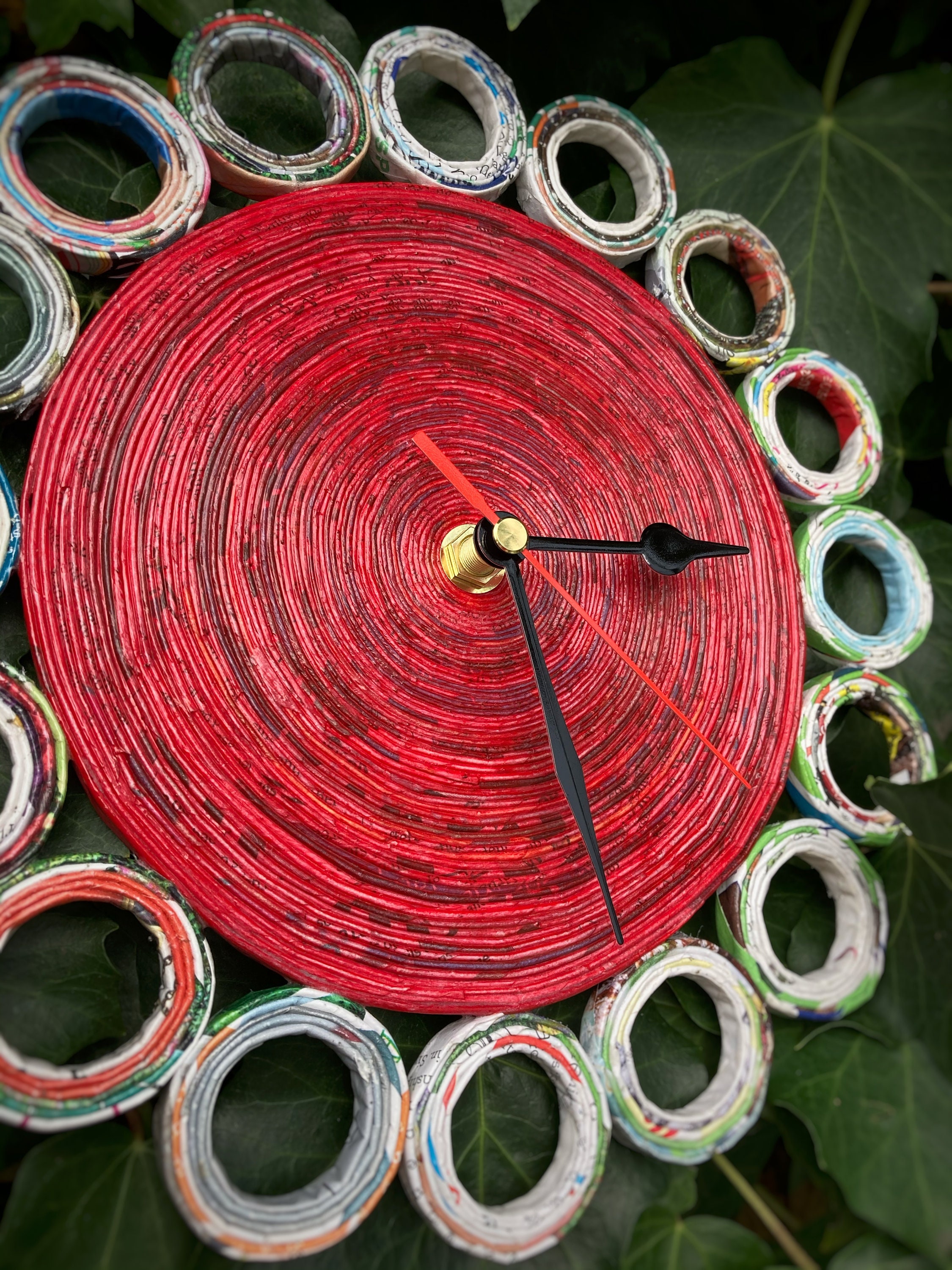 Red Clock Unique Wall Clocks Large Wall Clock Paper Clock Etsy