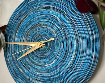 Wall Clock, Blue Decor, Geometric Clock, Paper Clock, Unusual Clocks, Unique Wall Clock, Blue Clock