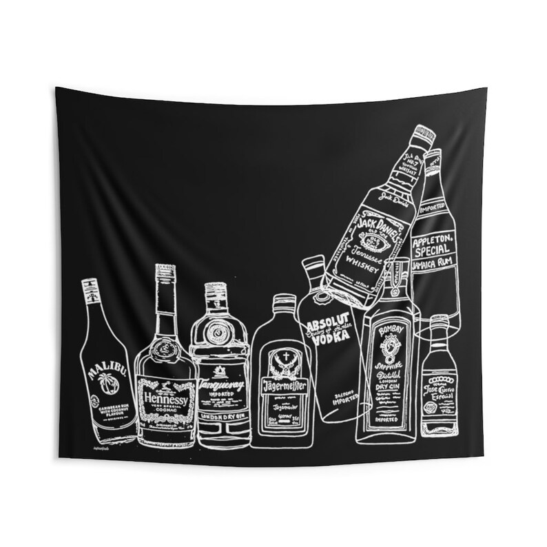 Pop Bottles black Alcohol Wall Tapestry College Dorm Decor Etsy