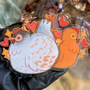 Vegan chicken charms 7.5cm(abt 3inch) acrylic keychains double sided printing