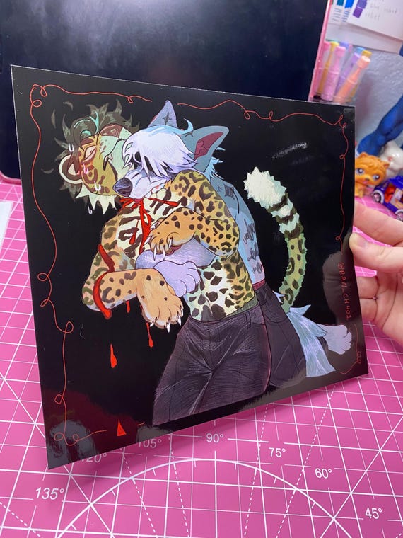 Vampire bite furry art print medium sized gloss art prints