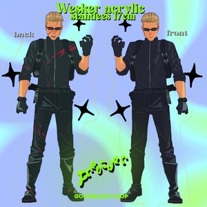 READY2SHIP! wesker acrylic stands 17cm (about 7 inches) tall double sided boarder will now be blue!
