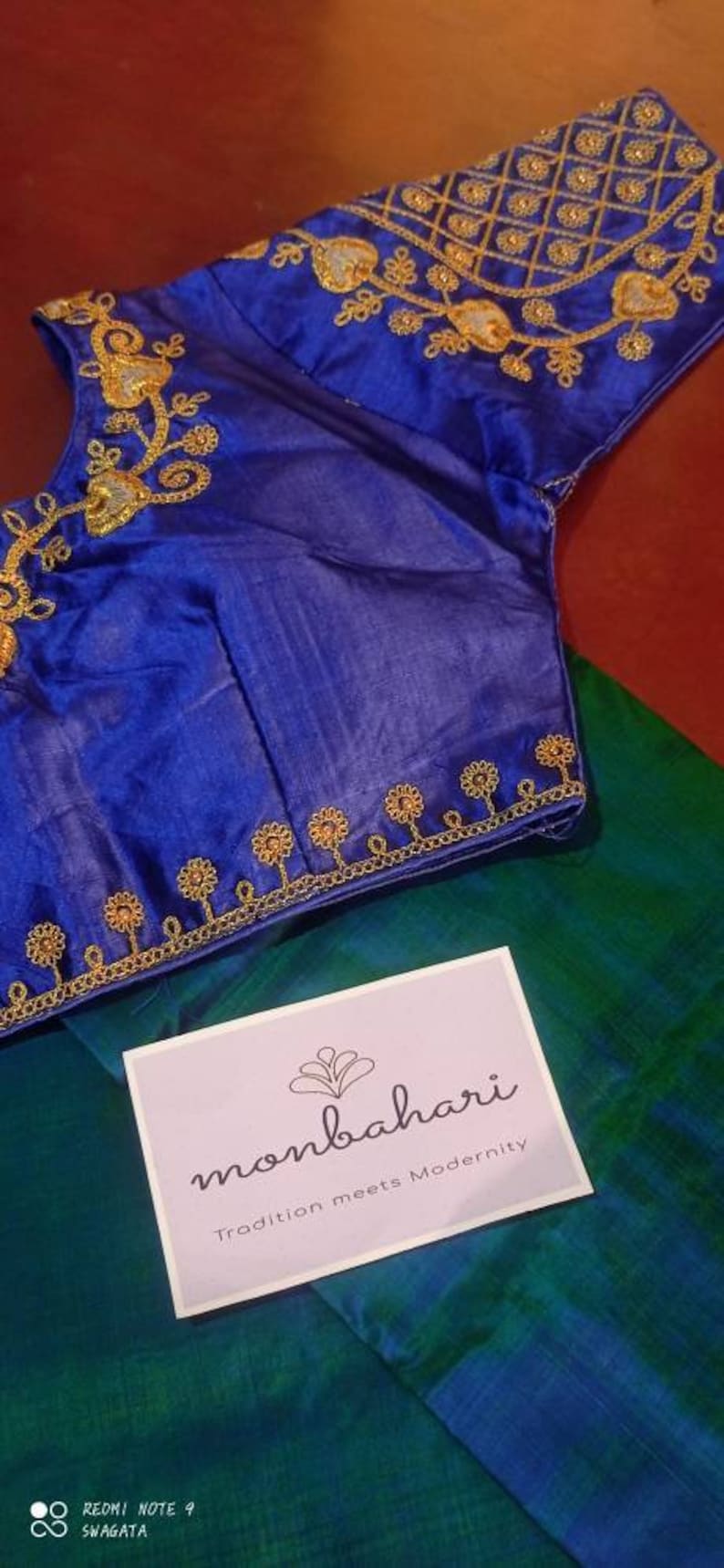 Peacock Color Saree Blouse Combo Bishnupuri Temple Zari Border Katan