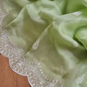 Sari de organza con bordado hecho a mano