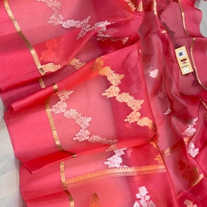 Kora Banarasi Silk Saree/ Bridal Banarasi Saree/ Antique zari weaving Saree with Silk Mark