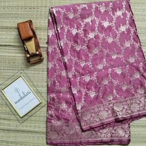 Premium Mashroo Katan Banarasi Saree | Bridal Banarasi Saree in Rare Shade | Handwoven Zari Work | Wedding Wear | Running Blouse Piece