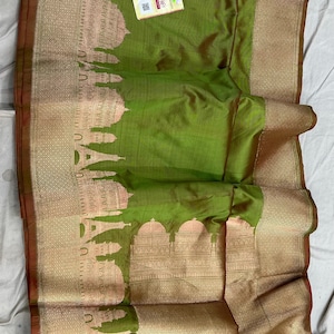 Premium Katan Banarasi Silk Saree with Silk Mark | Green Banarasi Saree with Golden Zari Weaving | Wedding Saree | Festive Wear Saree