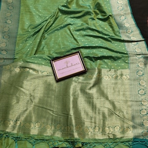 Green Soft Silk Banarasi Saree | Golden Zari Weave