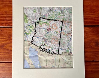 Mapa bordado de Arizona: regalo de viaje personalizado