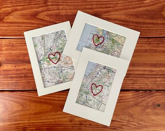 Arte del mapa de parques nacionales: corazón bordado, decoración de viaje