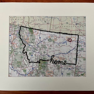 Embroidered Montana Map Art: Personalized Travel Gift