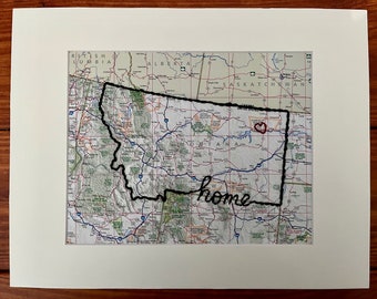 Mapa bordado de Montana: regalo de viaje personalizado