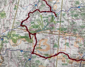 Mapa de viaje por carretera a través del país / Arte de pared bordado personalizado grande / Decoración para autocaravana / Decoración de hogar de viaje a Estados Unidos cosida a mano