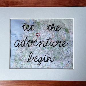 Let the Adventure Begin Wall Hanging / Map Travel Theme / Personalized Wedding  Sign / Bridal Shower Engagement Decor