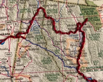 Cross Country Road Trip Map Large Personalized Embroidered Wall