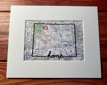 Mapa bordado de Wyoming: regalo de viaje personalizado