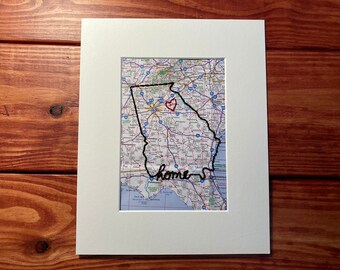 Mapa bordado de Georgia: regalo de viaje personalizado