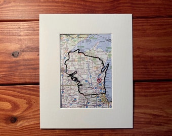Mapa bordado de Wisconsin: regalo de viaje personalizado