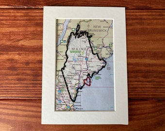 Mapa bordado de Maine: regalo de viaje personalizado