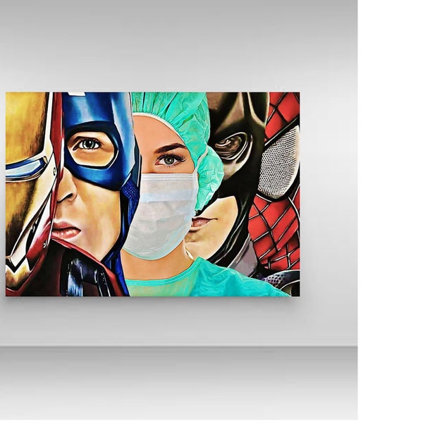 Superhero Nurse Canvas Art: Medical Staff Gift, Doctor Office Decor