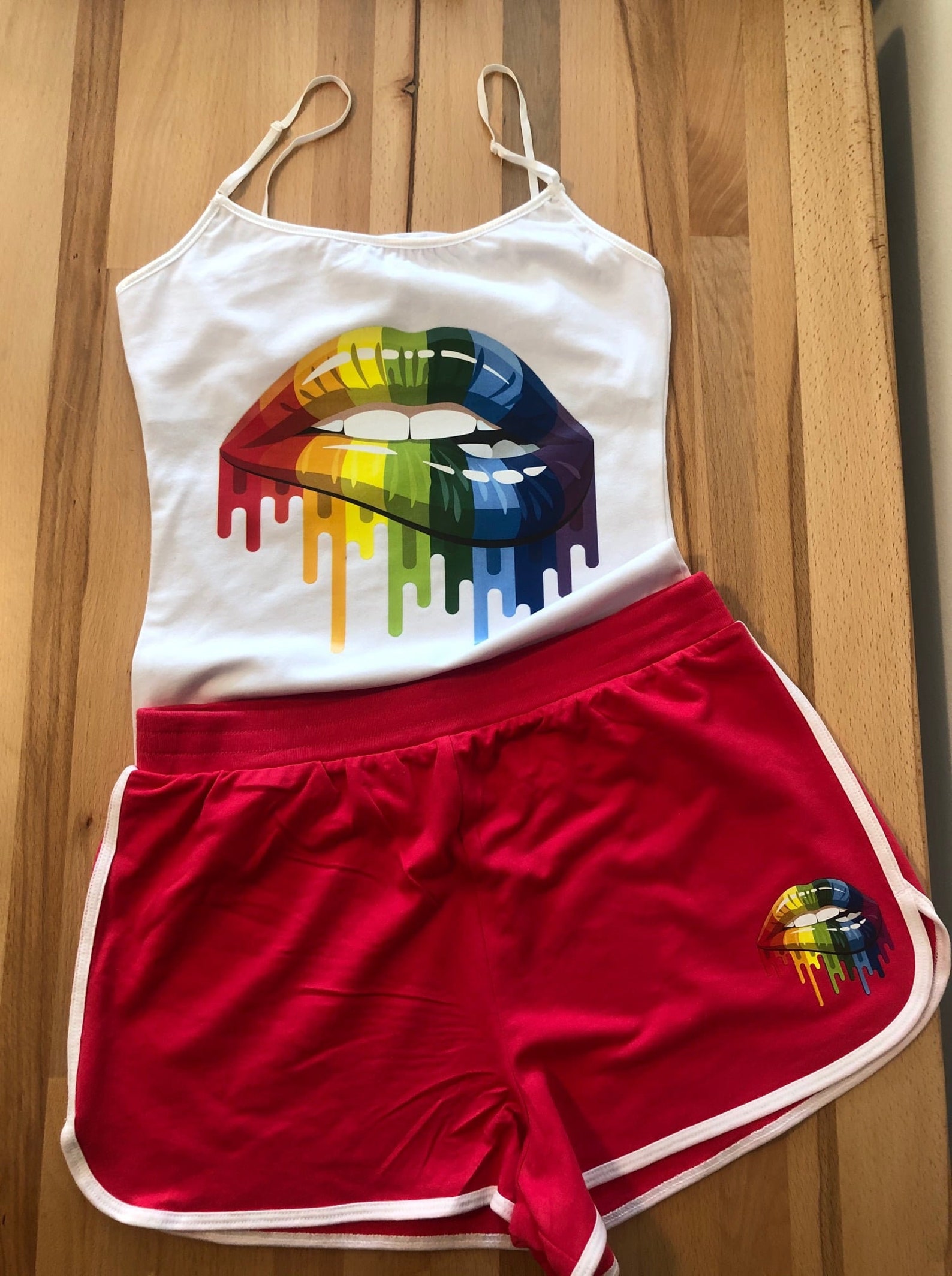 Pride Shorts Pride clothing Rainbow Lips short set Cute Etsy