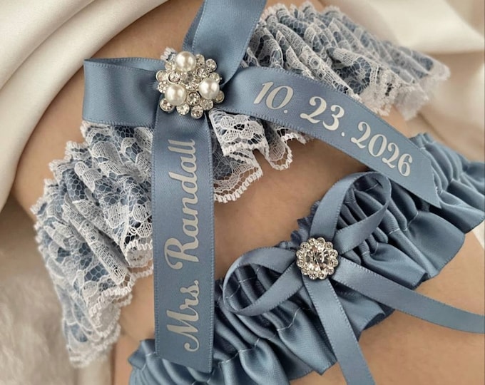 Wedding Garter Something Blue, Garter Belt, Bridal Garter, Wedding Garter, Blue Garter, Wedding Garter Set, Personalized Garter, Leg Garter