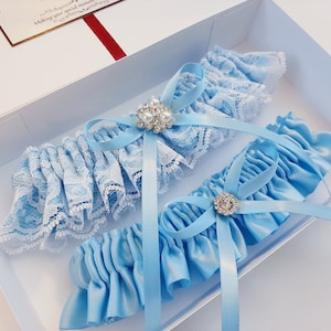 Blue Wedding Garter, Blue Bridal Garter Set, Garter Set, Garter For Bride, Garter Belt For Wedding, Prom Garter, Leg Garter Something Blue