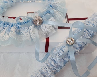 Jarretière bleue pour la mariée, jarretière de mariage, ensemble de jarretière de mariage, jarretière bleue, ensemble de jarretière bleu, jarretière de mariage bleu, jarretière de mariée, jarretière en dentelle