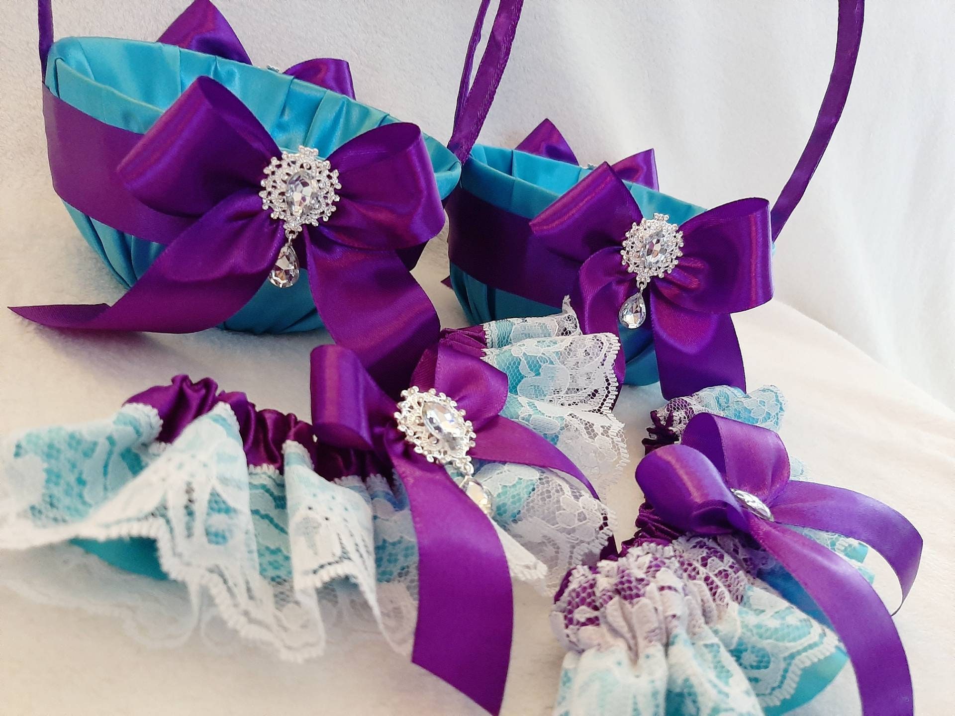 Purple Flower Girl Basket and Ring Bearer Pillow Set Etsy