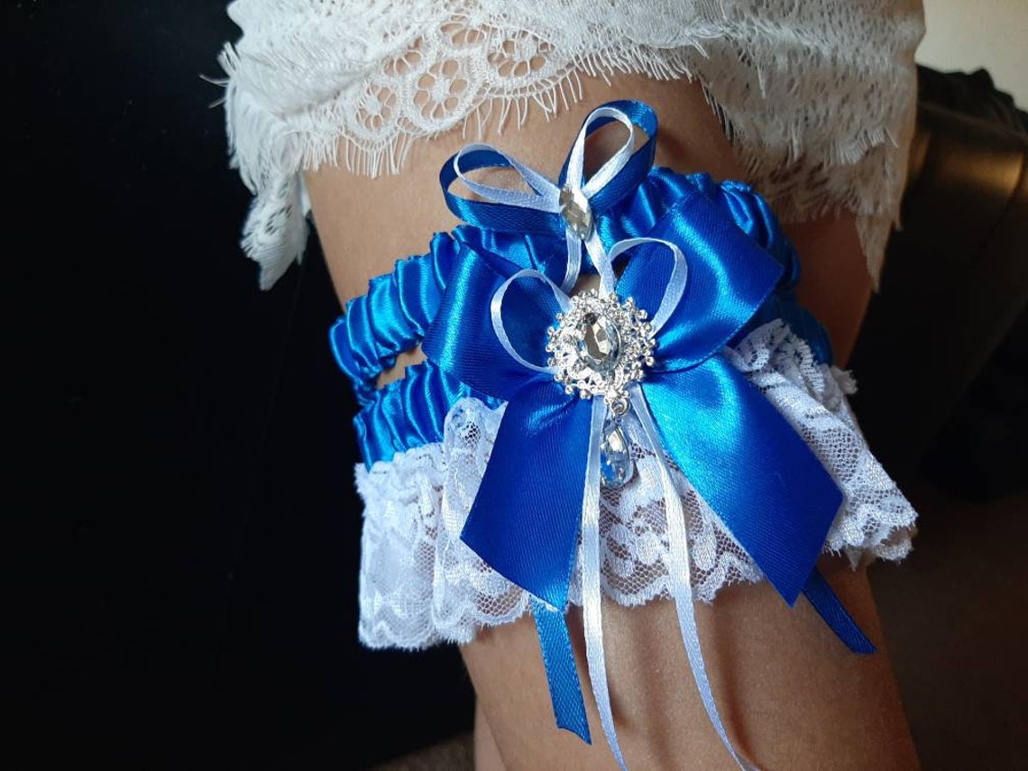 Royal Blue Wedding Garter Set Blue Wedding Garter Bridal Keepsake & Toss Set