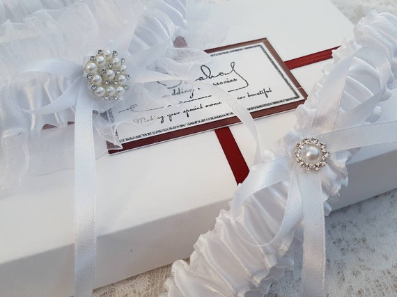 white garter belt wedding Homegardon Socks for Women White Garters for Bride 2 Pieces, Wedding Garter for Bride Elasticity Lace Garter, Wedding Garter Set for Bride, Women's, main image 1