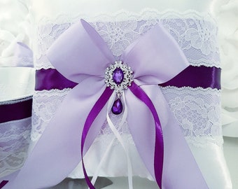 Lilac Wedding Ring Pillow, Lavender Wedding Decor, Light Orchid Flower Girl Basket and Ring Bearer Pillow Set Purple Violet