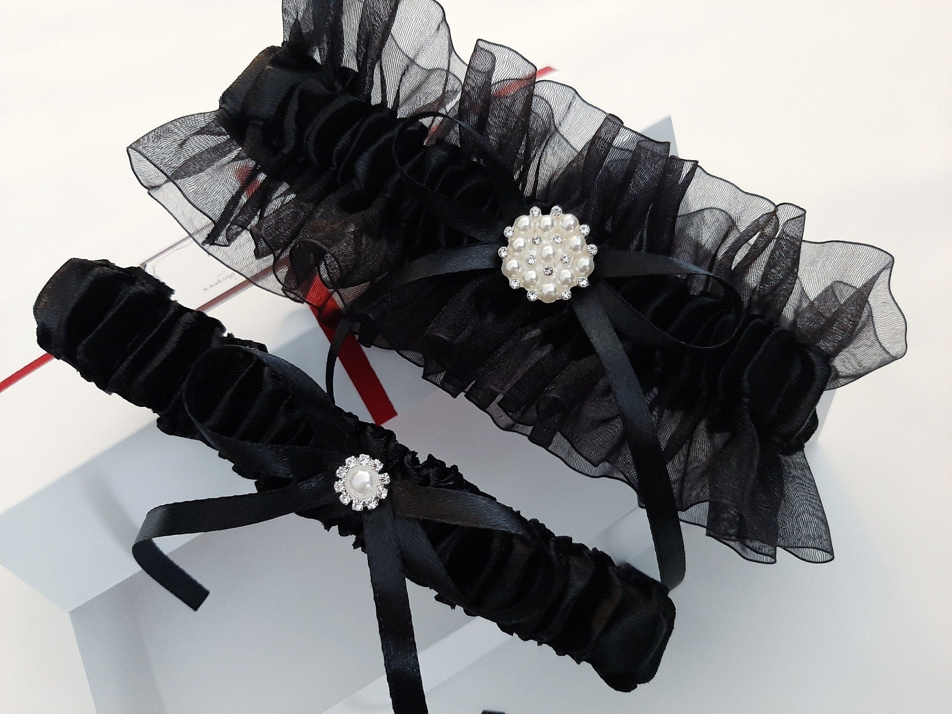 Black Wedding Garter, Wedding Garter Set, Black Garter Set, Black ...