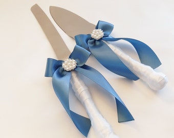 Dusty Blue Wedding Cake Server Set & Knife Cake Cutting Set Wedding Cake Knife Set Wedding Cake Servers Utensils Wedding Cake Cutter