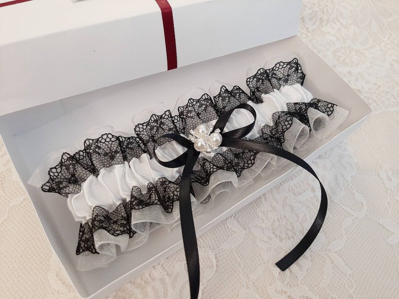 Wedding Garter Black and White Garter Set Wedding Garter Etsy